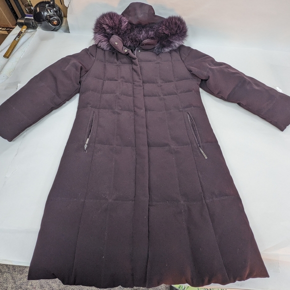 Purple Long Down Winter Coat with Fur Hood size medium - Picture 1 of 10
